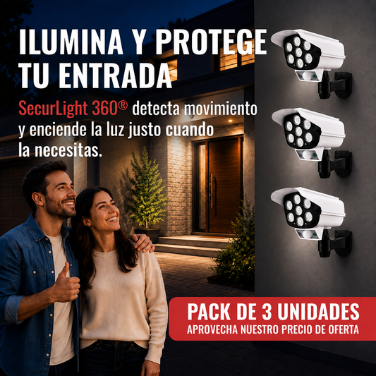 SecurLight 360® | Foco Solar Disuasivo Tipo Cámara de Seguridad