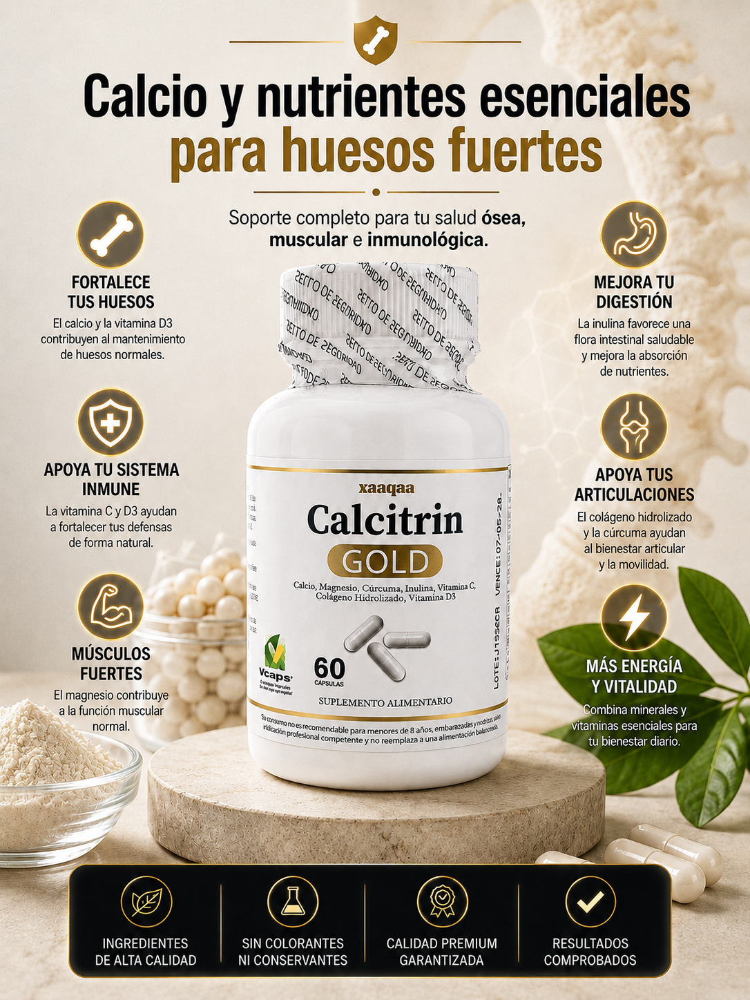 CALCITRIN GOLD® | 60 cAPSULAS | REFUERZA TU MOVILIDAD CADA DÍA