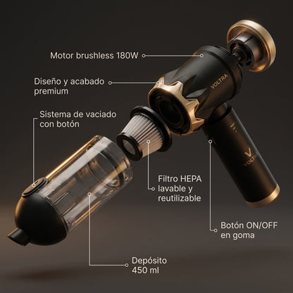 Aspiradora de Mano Inalámbrica Voltra® 3 en 1 Black Edition (Filtro HEPA y Adaptador de Carga de REGALO)