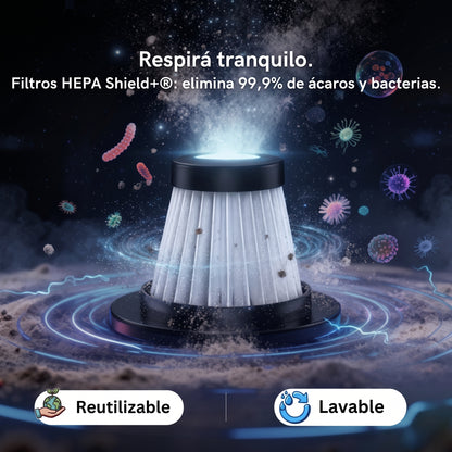 Aspiradora de Mano Inalámbrica Voltra® 3 en 1 Black Edition (Filtro HEPA y Adaptador de Carga de REGALO)