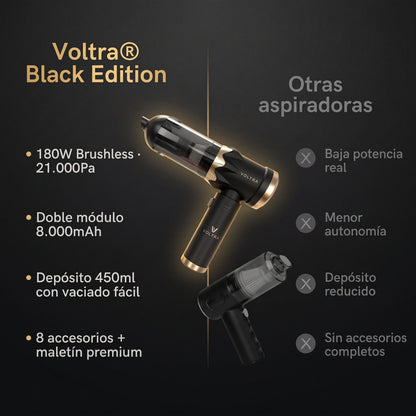 Aspiradora de Mano Inalámbrica Voltra® 3 en 1 Black Edition (Filtro HEPA y Adaptador de Carga de REGALO)