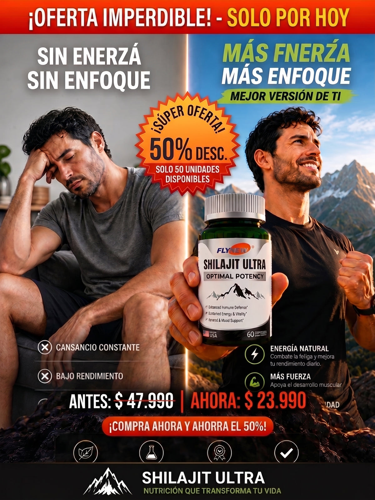SHILAJIT ULTRA FLYNEW® 60 CÁPSULAS -  50% OFF